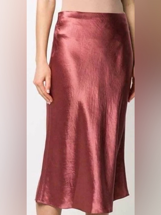 Vince Dresses & Skirts - VINCE X REVOLVE womens rosewood Low-Waist Satin Midi Skirt size large